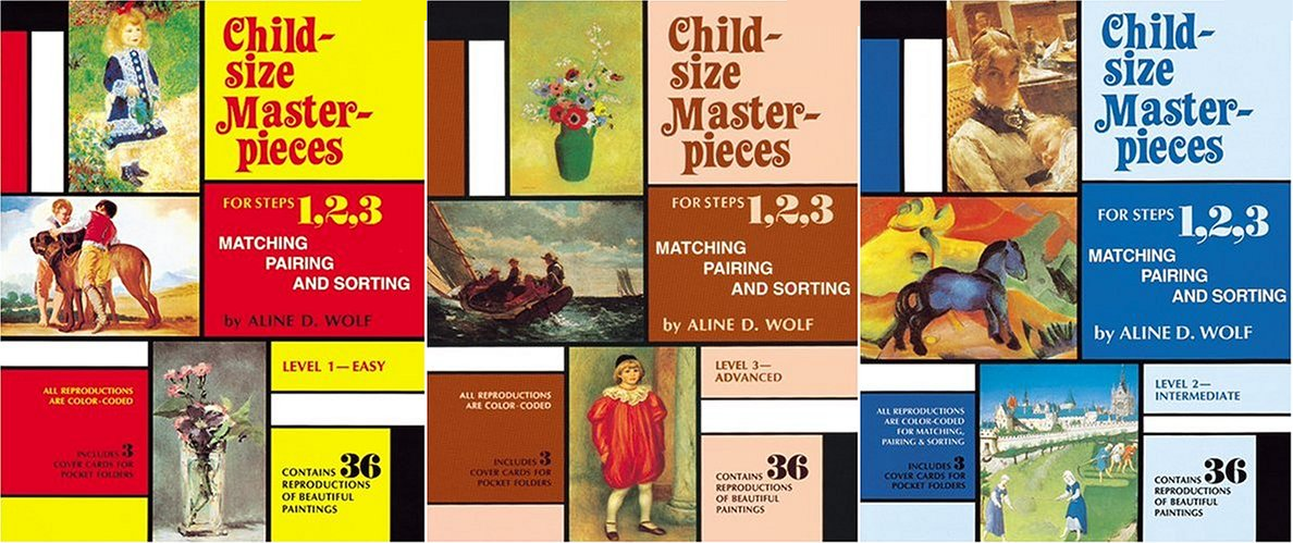 Child-Size Masterpieces Art Appreciation program makes teaching art appreciation easy. Sets grow with your child using post card sized image cards that they can use through 7 different steps. Start in preschool and work through steps 1-7 as they gain more knowledge and skills. A review from The Curriculum Choice
