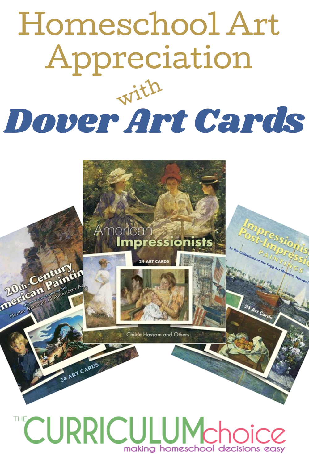 Dover Art Card Sets make homeschool art appreciation easy. Sturdy cards including the  painting along with basic information about the art including the artist, title, year of production and art medium used to create the work. A review from The Curriculum Choice