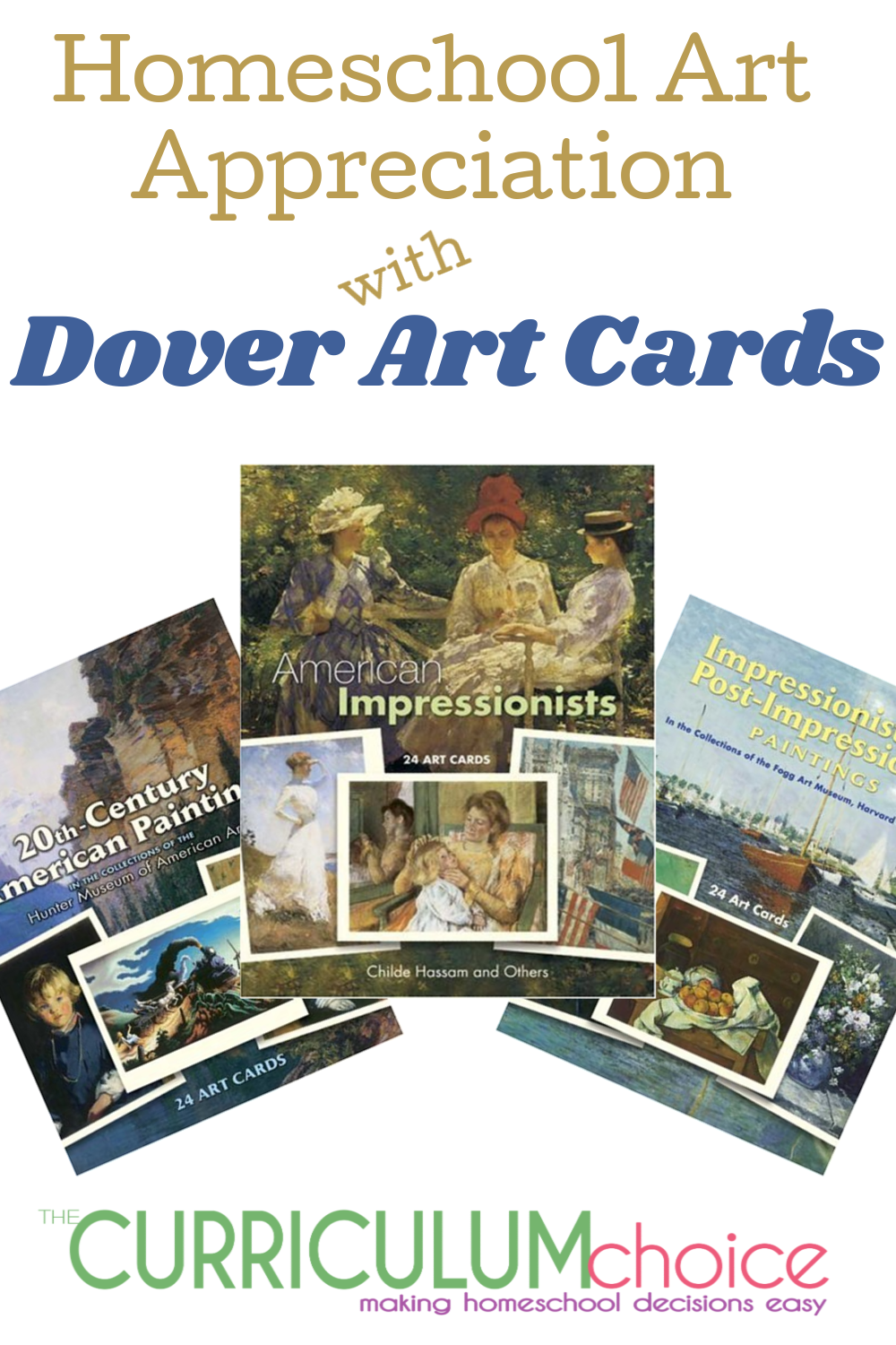 Dover Art Card Sets make homeschool art appreciation easy. Sturdy cards including the painting along with basic information about the art including the artist, title, year of production and art medium used to create the work. A review from The Curriculum Choice