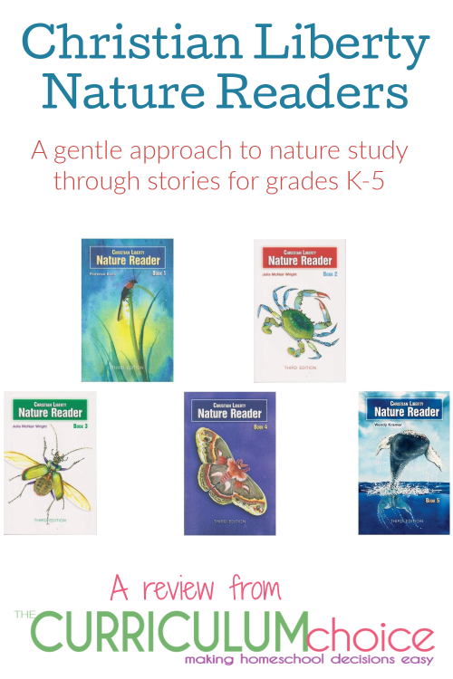 Beginning with an alphabet of stories about animals, the Christian Liberty Nature Readers series progresses through insects, spiders, birds, shellfish, turtles, and more, finally ending with a study of marine animals. For grades K-5.