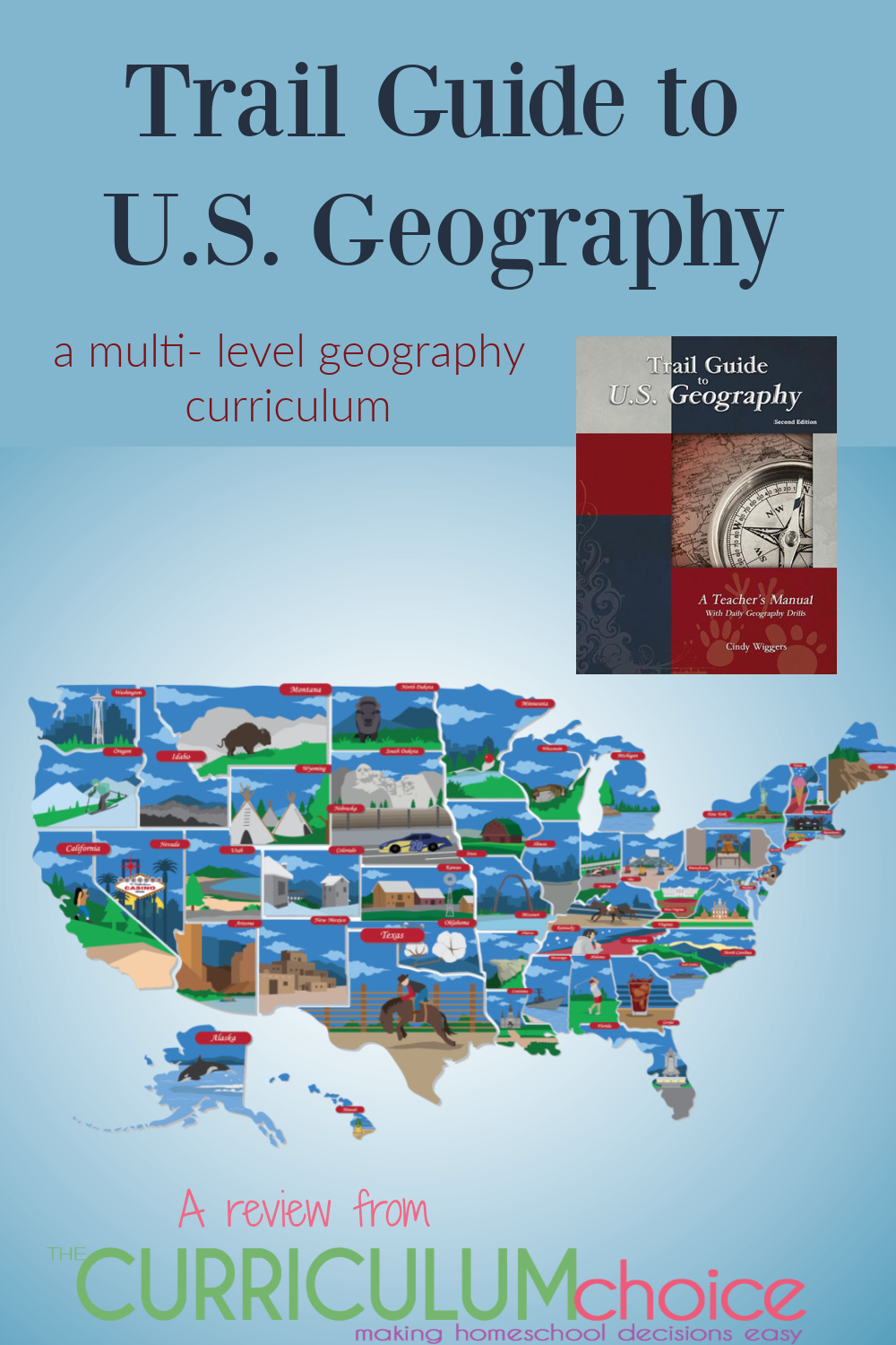 Trail Guide to U.S. Geography is a family-friendly, multi-level, homeschool geography curriculum guide for students in grades 3 through 12.  A review from The Curriculum Choice