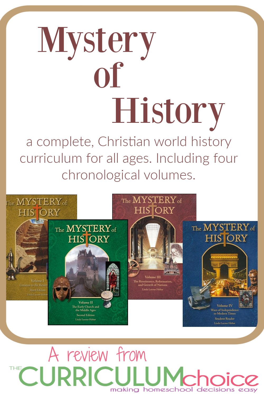The Mystery of History is a complete, Christian world history curriculum for all ages. Including four chronological volumes. A review from The Curriculum Choice