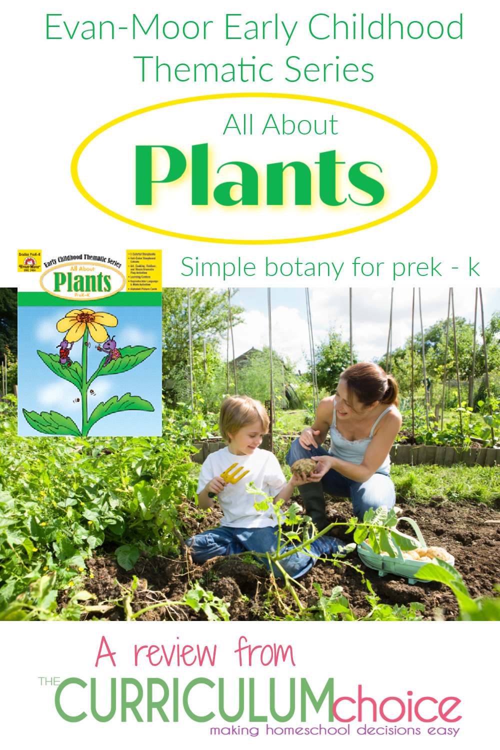 All About Plants is part of a series of science exploration books by Evan-Moor. It includes full color stories and theme related activities for kids in preK-K. A review from The Curriculum Choice