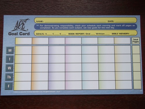 Student Goal Cards