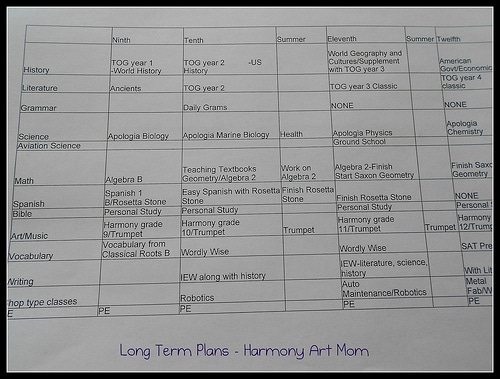 Long term plans homeschool high school