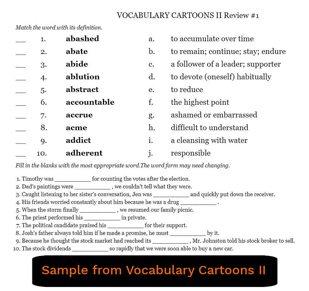 Vocabulary Cartoons - SAT Word Power - The Curriculum Choice