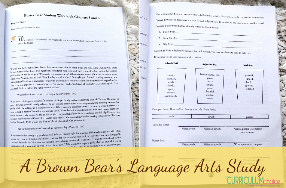 A Brown Bear's Language Arts Study for kids 9-11, presents a Bible-based, literature-inspired study based on The Adventures of Buster Bear.