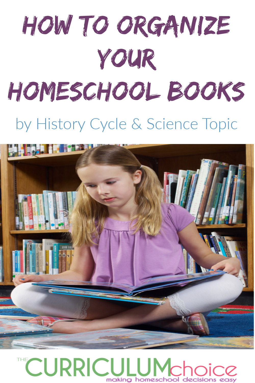 Make better use of your book collection by organizing your homeschool books by history period and 4 year science cycle.