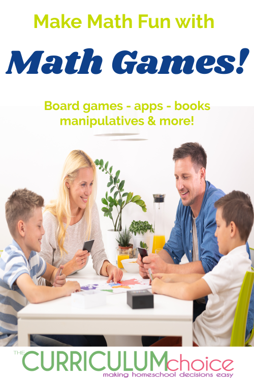 Make math fun with Math Games and this collection of board games, card games, online/app games. Hands on ways to learn math in your homeschool!